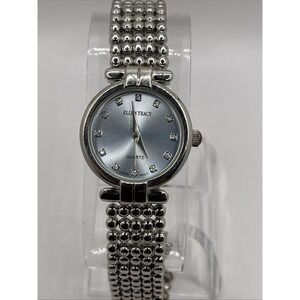 Ellen Tracy Women's Quartz Watch Silver 26mm‎ Case 7" Band- New Battery